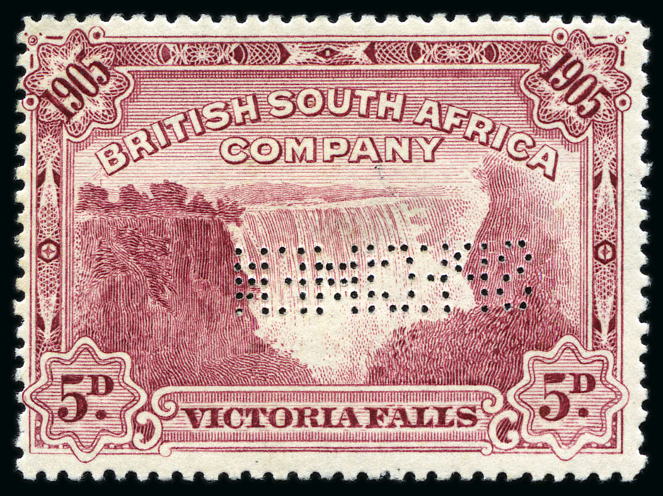 Stamps perforated SPECIMEN - Rhodesia 1905 Opening of Victoria Falls Bridge 5d